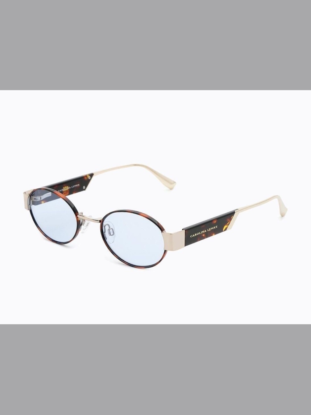 Carolina Lemke Women's Light Blue Lens Round Sunglasses with Tortoiseshell Trim